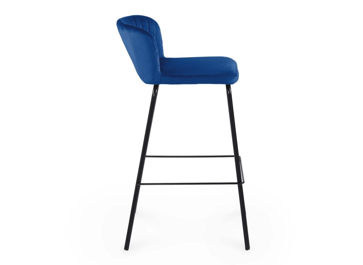 Lot de 2 tabourets de bar design en velours bleu BOSCO - DécoInParis