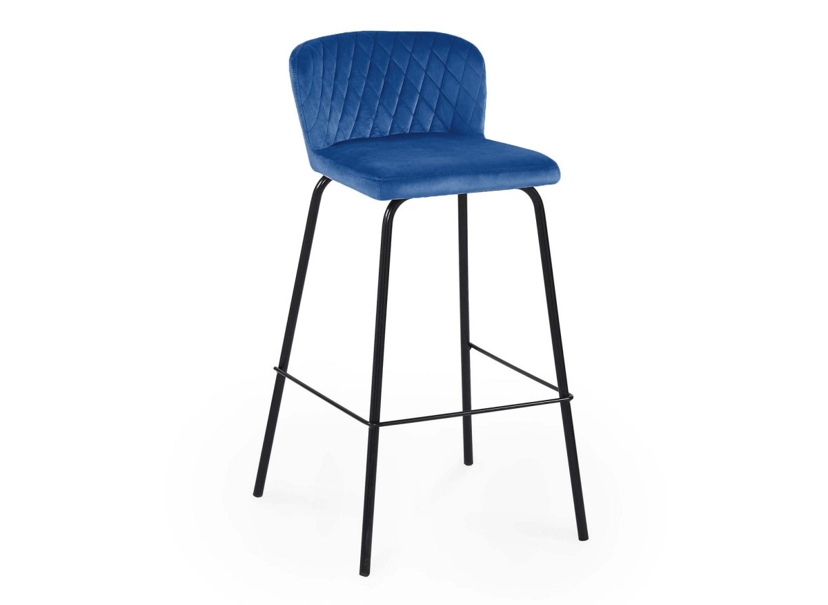 Lot de 2 tabourets de bar design en velours bleu BOSCO - DécoInParis