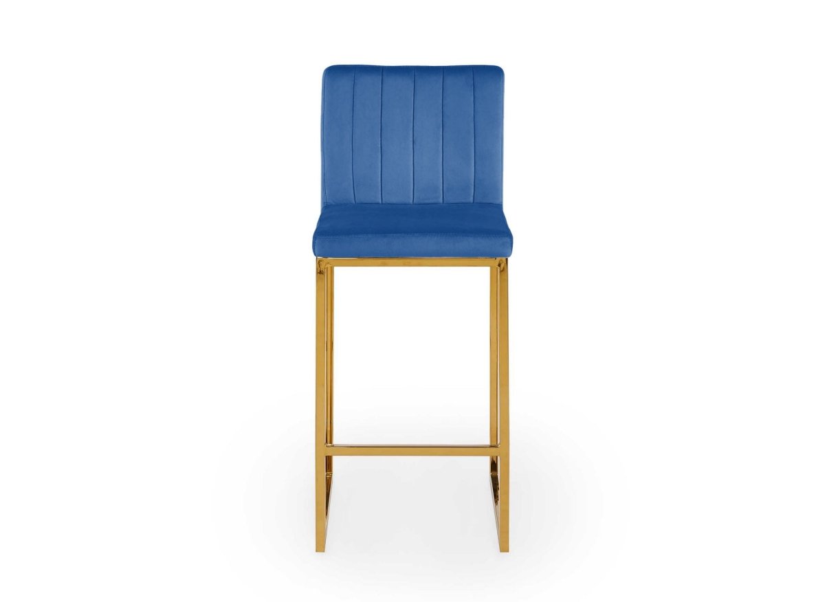 Lot de 2 tabourets de bar design en velours bleu FRIDA - DécoInParis