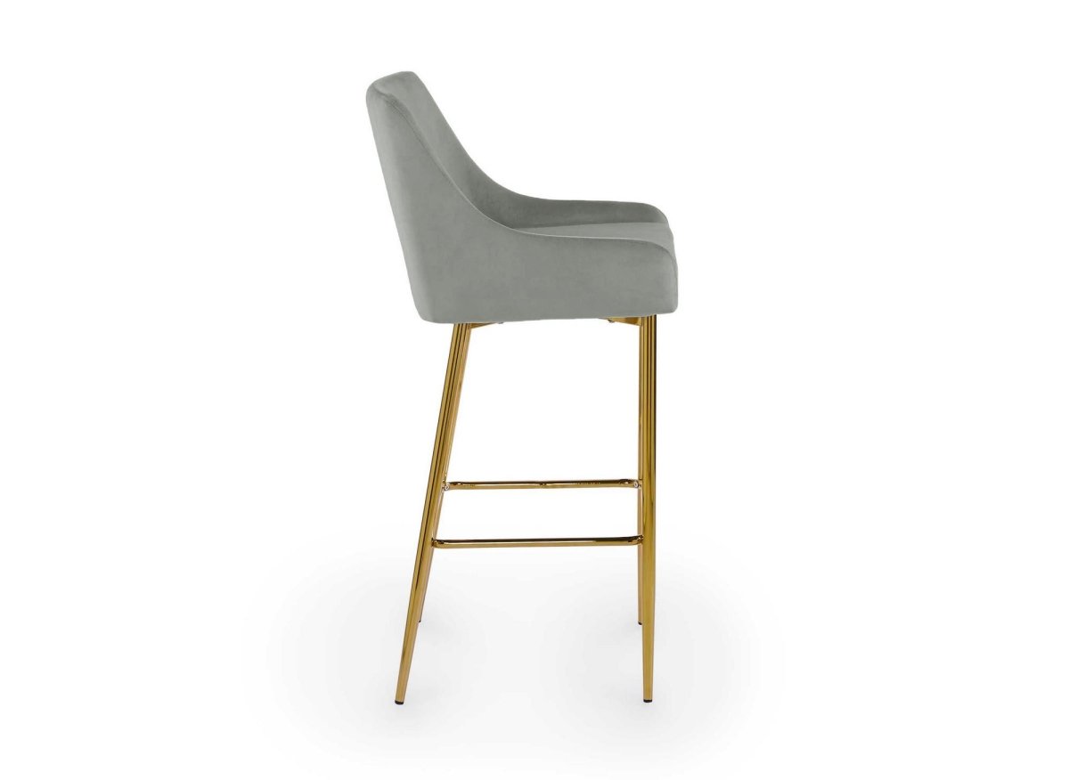Lot de 2 tabourets de bar design en velours gris LALYA - DécoInParis