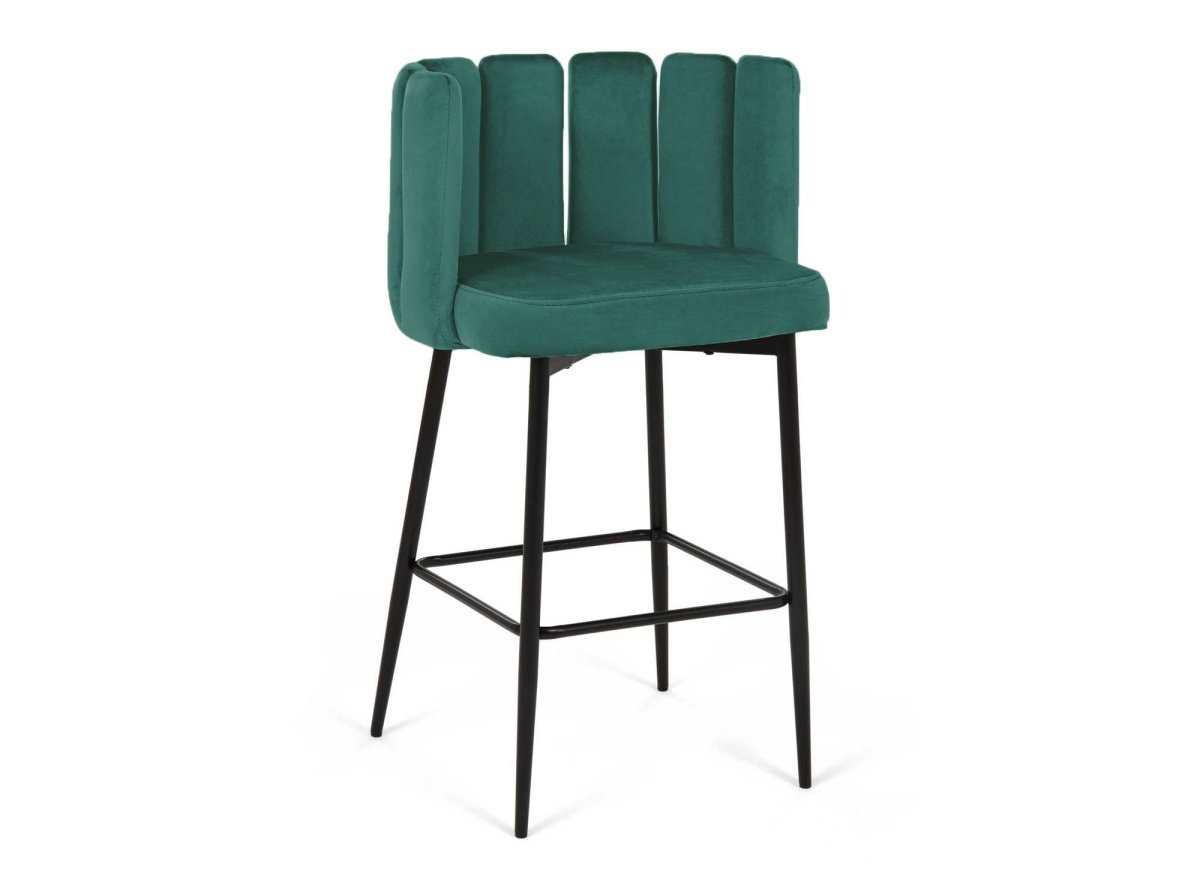 Lot de 2 tabourets de bar design en velours vert DEBBY - DécoInParis