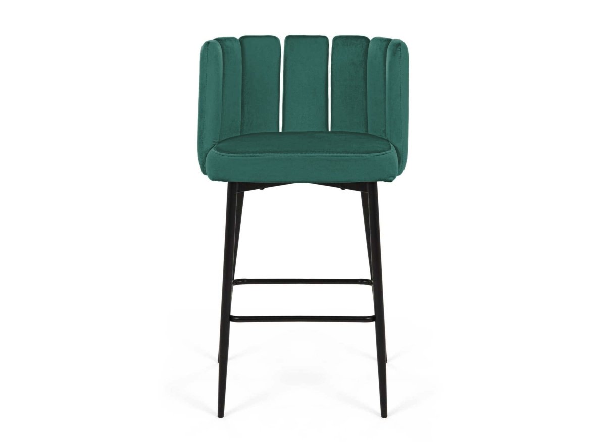 Lot de 2 tabourets de bar design en velours vert DEBBY - DécoInParis