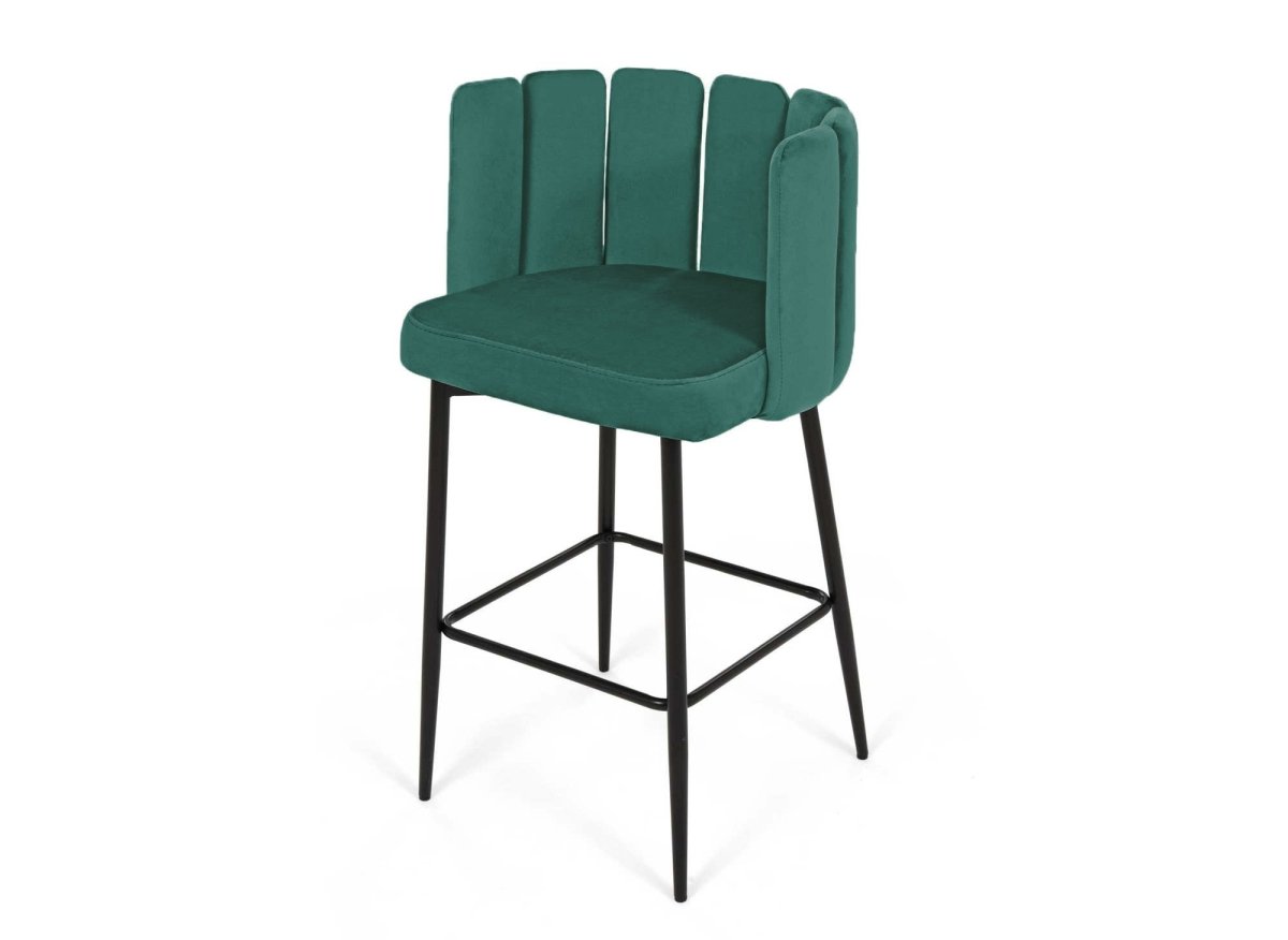 Lot de 2 tabourets de bar design en velours vert DEBBY - DécoInParis
