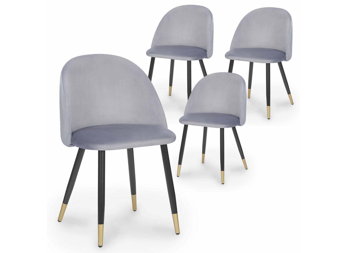 Lot de 4 chaises design en velours gris LYDIA - DécoInParis