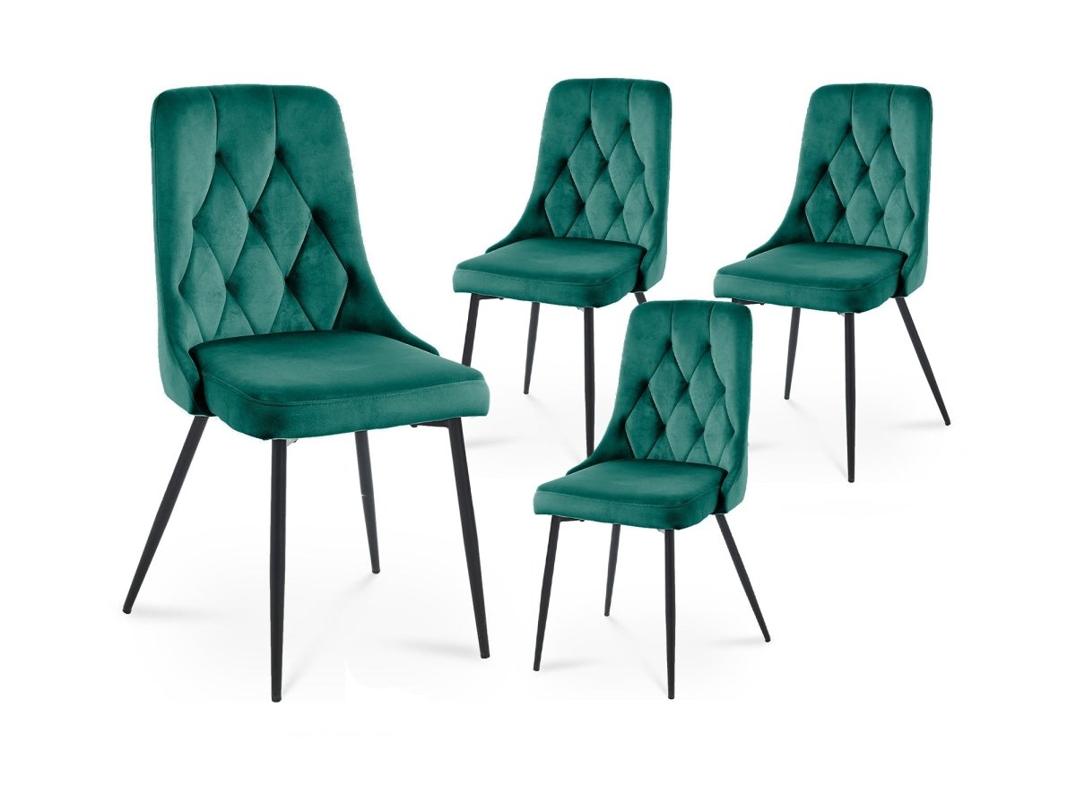 Lot de 4 chaises design en velours vert OLVEA - DécoInParis
