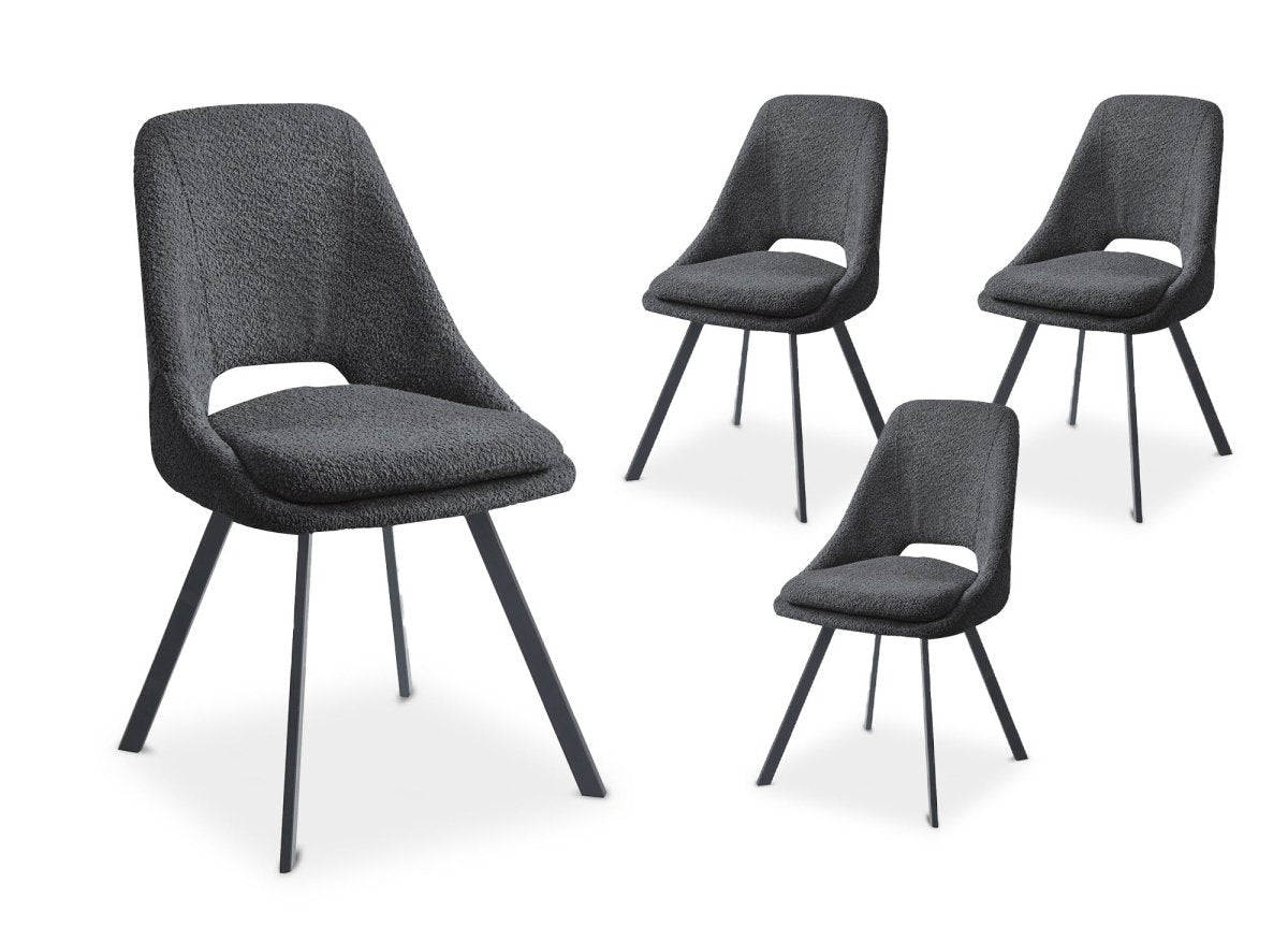 Lot de 4 chaises effet peau de mouton gris foncé NARCISSE - DécoInParis