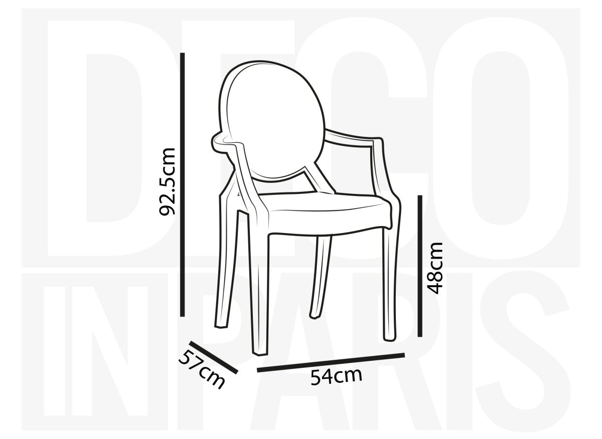 Lot de 4 chaises en plexi transparent avec accoudoirs TOLGA - DécoInParis