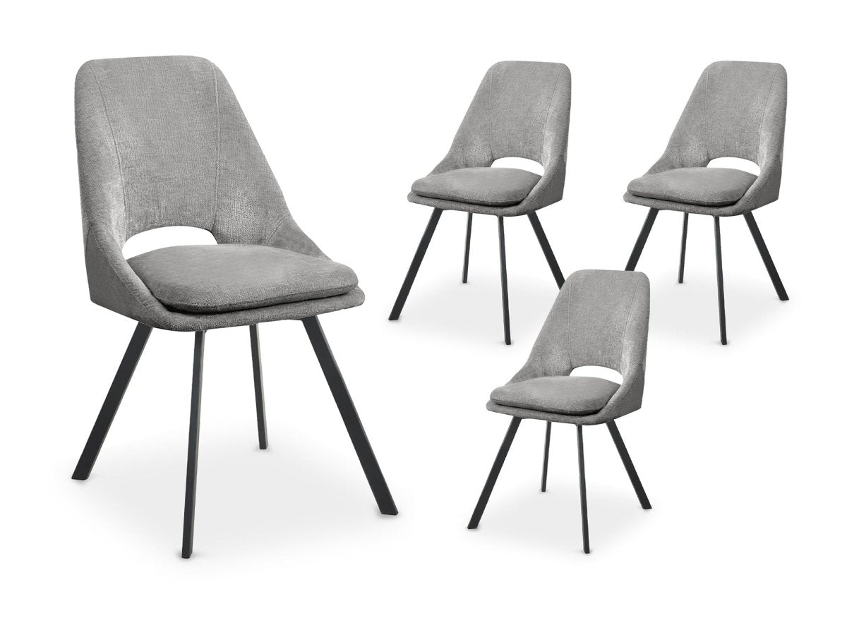 Lot de 4 chaises en velours texturé gris NARCISSE - DécoInParis