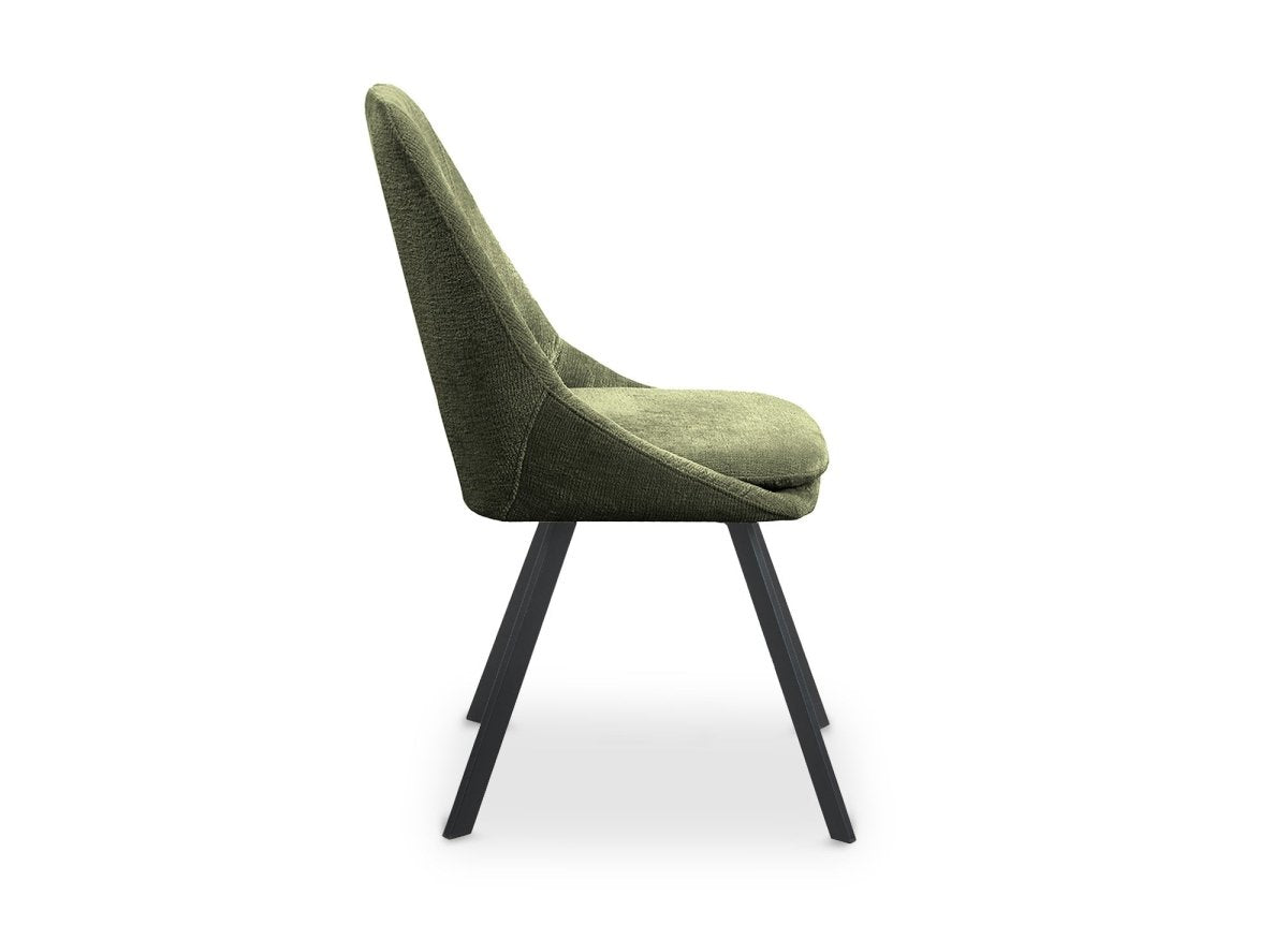 Lot de 4 chaises en velours texturé vert olive NARCISSE - DécoInParis