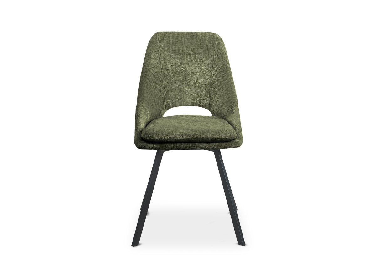 Lot de 4 chaises en velours texturé vert olive NARCISSE - DécoInParis