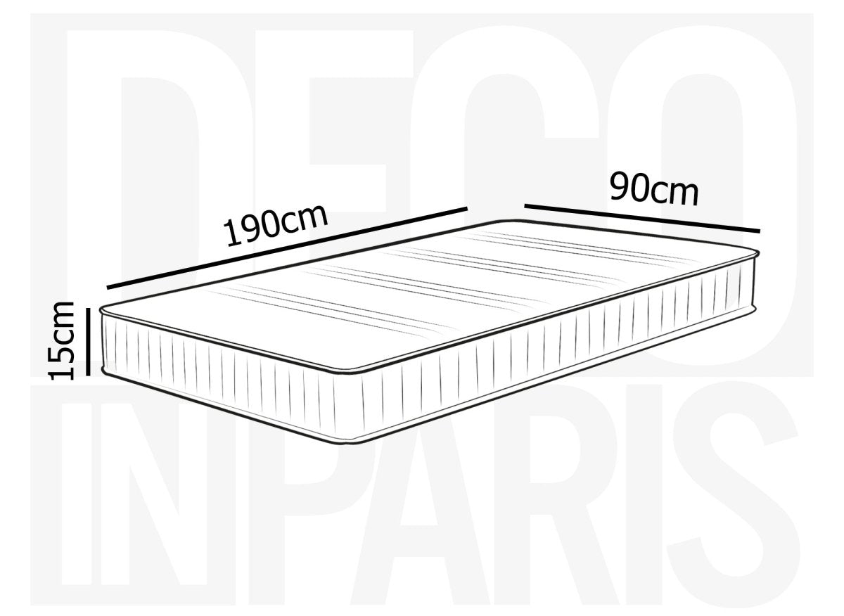 Matelas en mousse 90 x 190 cm épaisseur 15 cm WOLK - DécoInParis