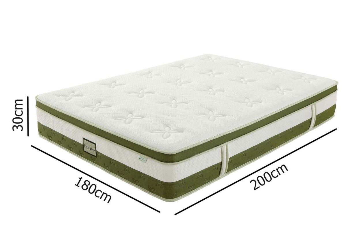 Matelas hybride BAMBOO 180 x 200 cm ressorts ensachés et mémoire de forme épaisseur 30 cm - DécoInParis