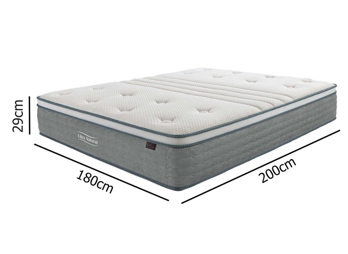 Matelas hybride NATURAL 180 x 200 cm ressorts ensachés et soie épaisseur 29 cm - DécoInParis