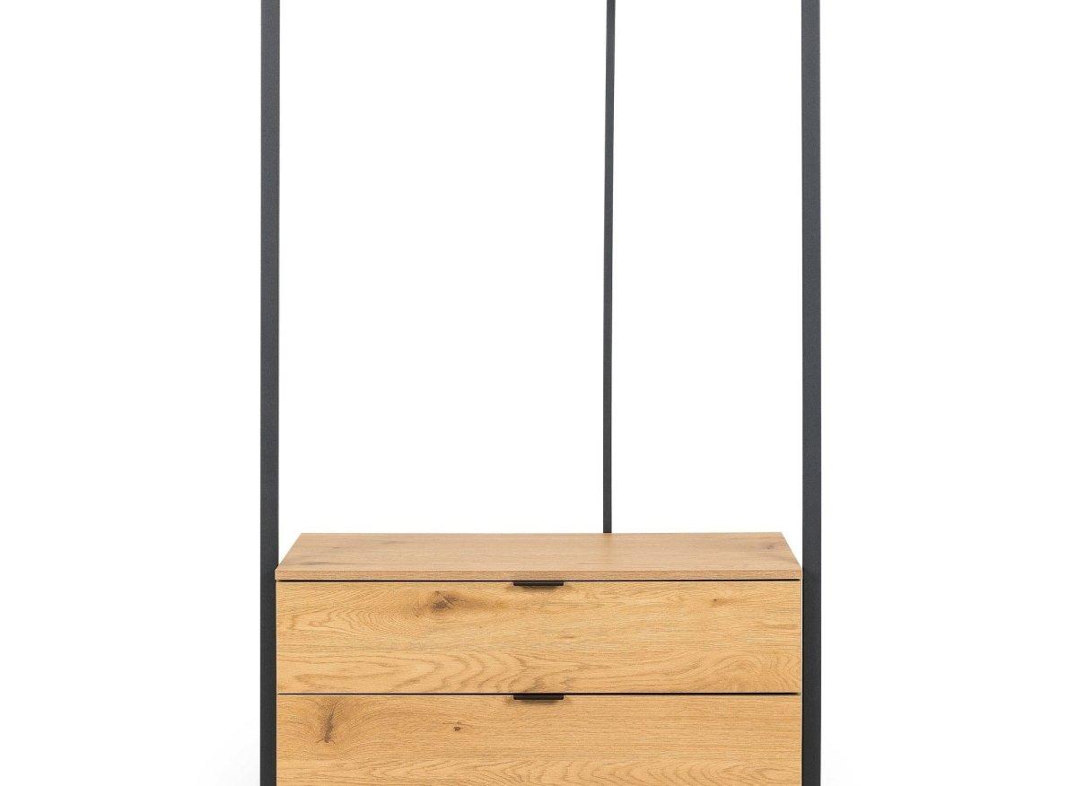 Meuble d'entrée portant et 2 tiroirs en bois et métal GLENN - DécoInParis