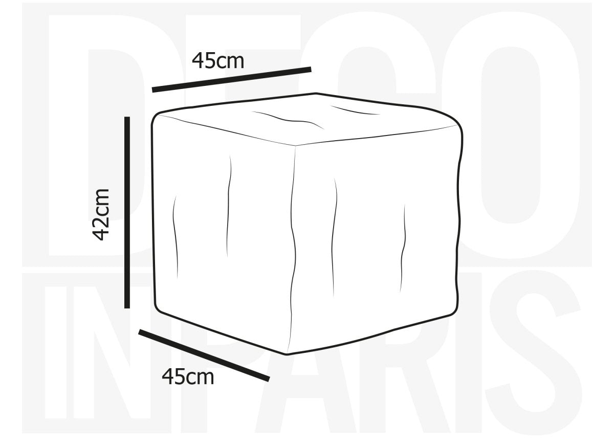 Pouf carré en velours taupe tressé MALEK - DécoInParis