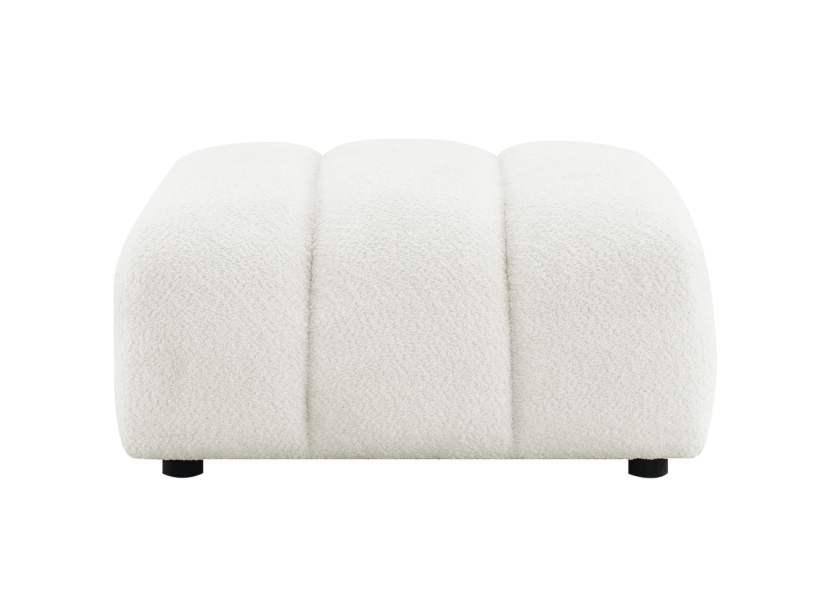 Pouf en tissu bouclette écru AELIS - DécoInParis