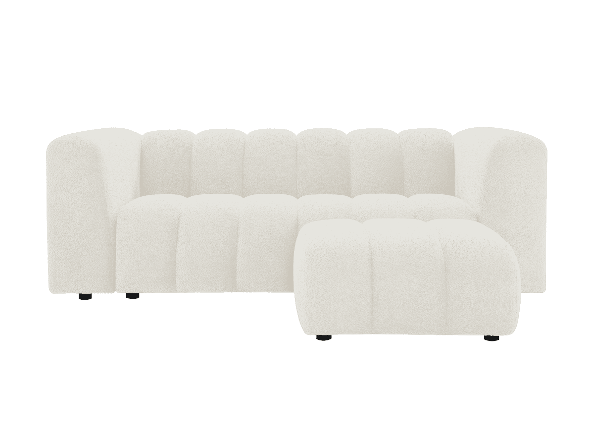 Pouf en tissu bouclette écru AELIS - DécoInParis