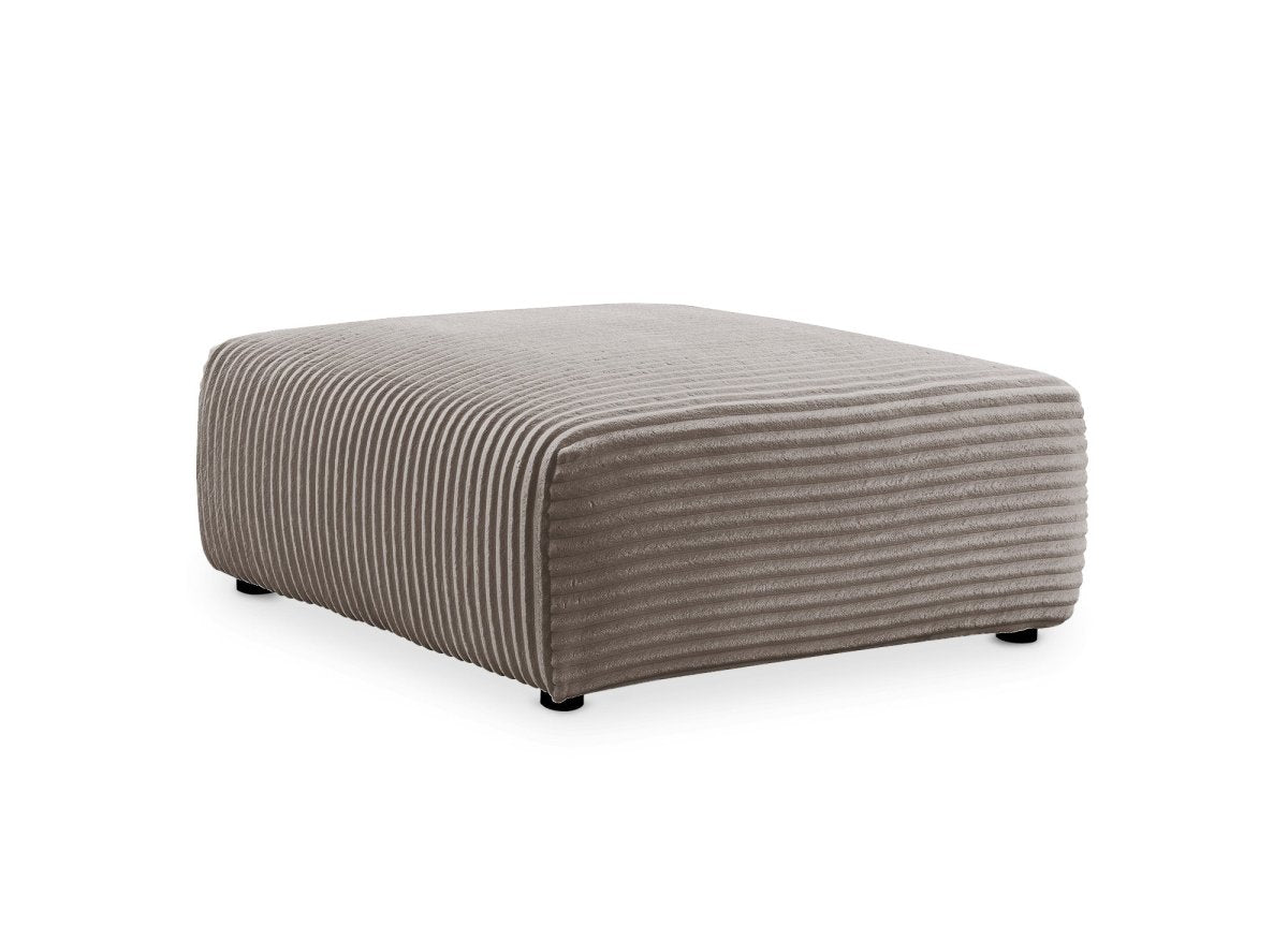 Pouf en velours gros côtelé doux taupe TILDA - DécoInParis