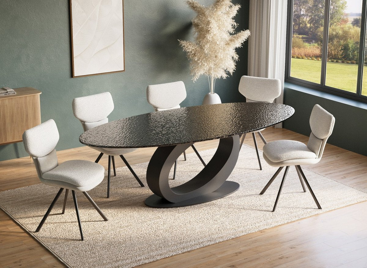 Table à manger en verre trempé noire 6 - 10 personnes CELIA - DécoInParis