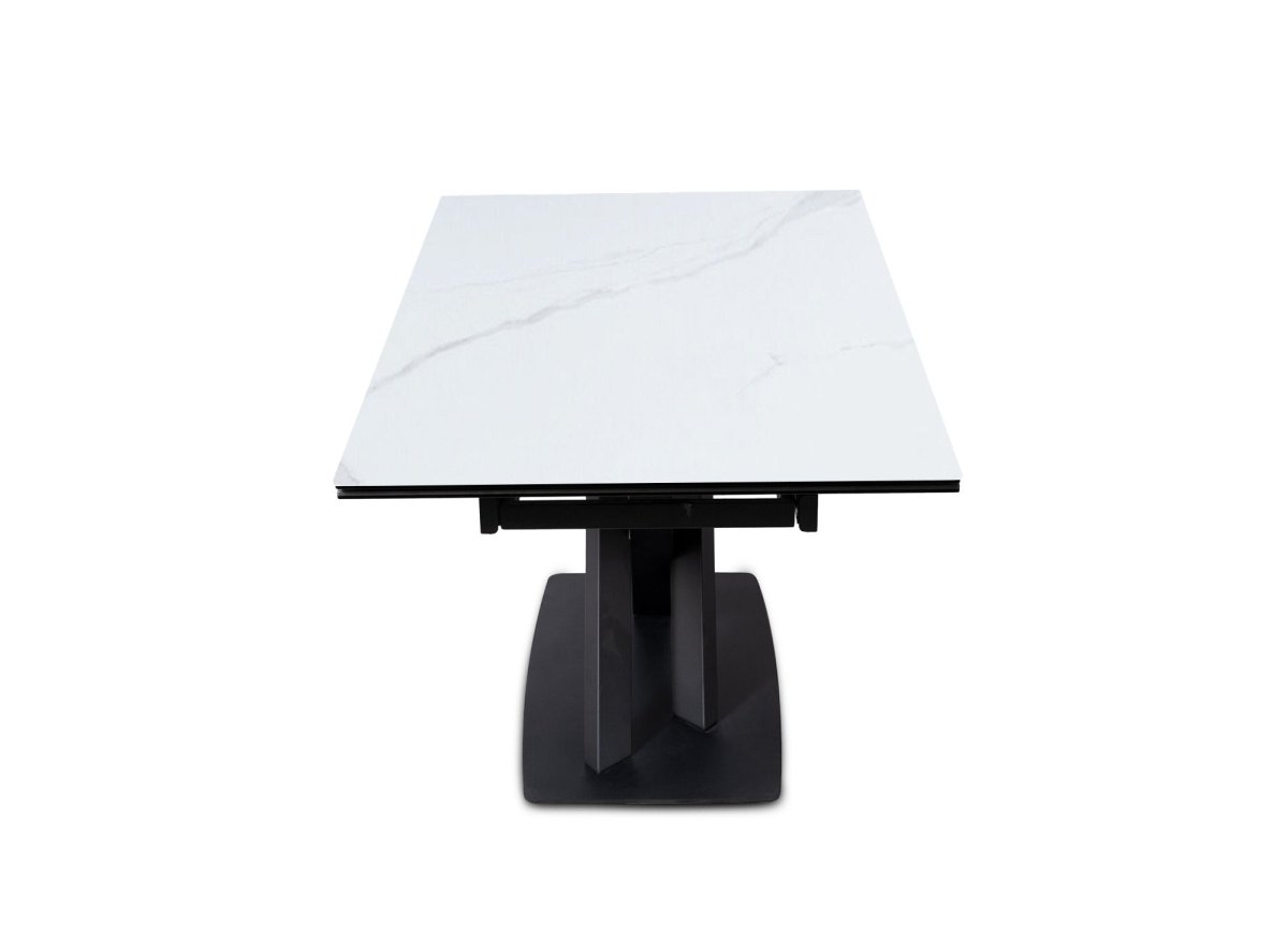 Table à manger extensible en céramique blanche 6 - 10 personnes ELEGANCE - DécoInParis