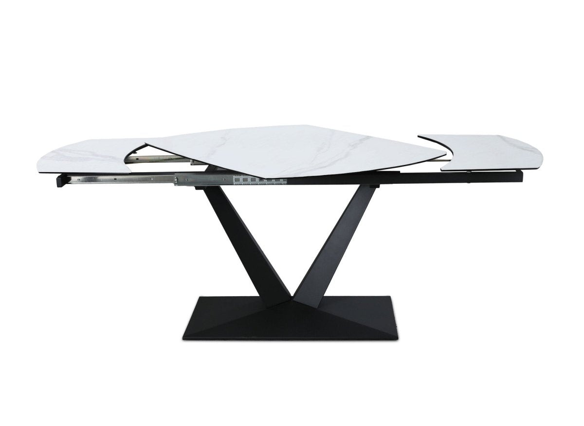 Table à manger extensible en céramique blanche 6 - 8 personnes ELIAD - DécoInParis