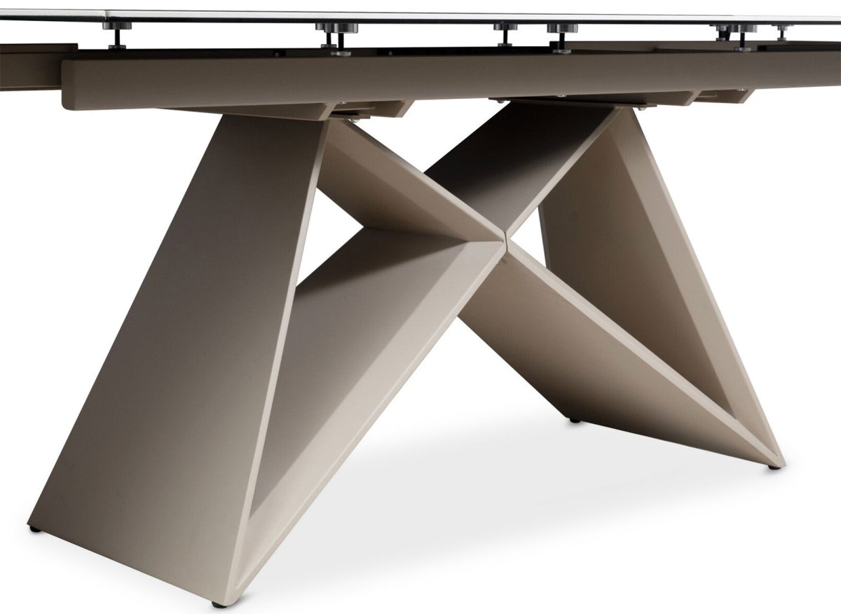 Mesa de comedor extensible GABRIEL con tablero de cerámica blanca para 10 personas