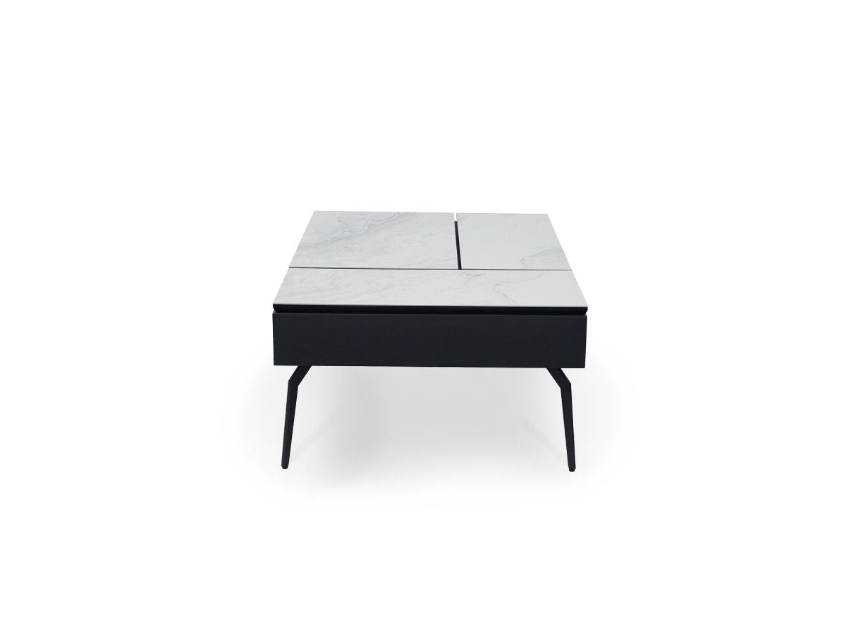 Table basse design avec plateau relevable en céramique blanche SILVANA - DécoInParis