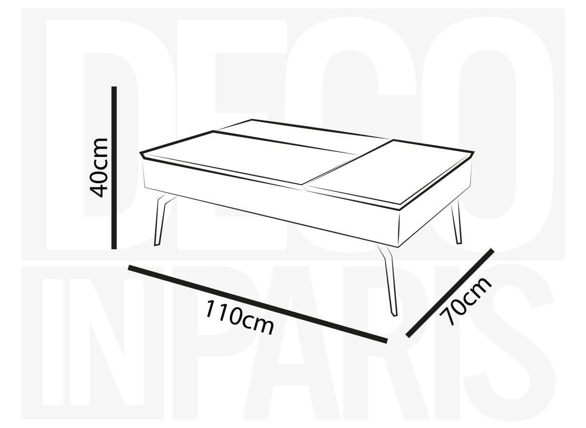 Table basse design avec plateau relevable en céramique noir SILVANA - DécoInParis