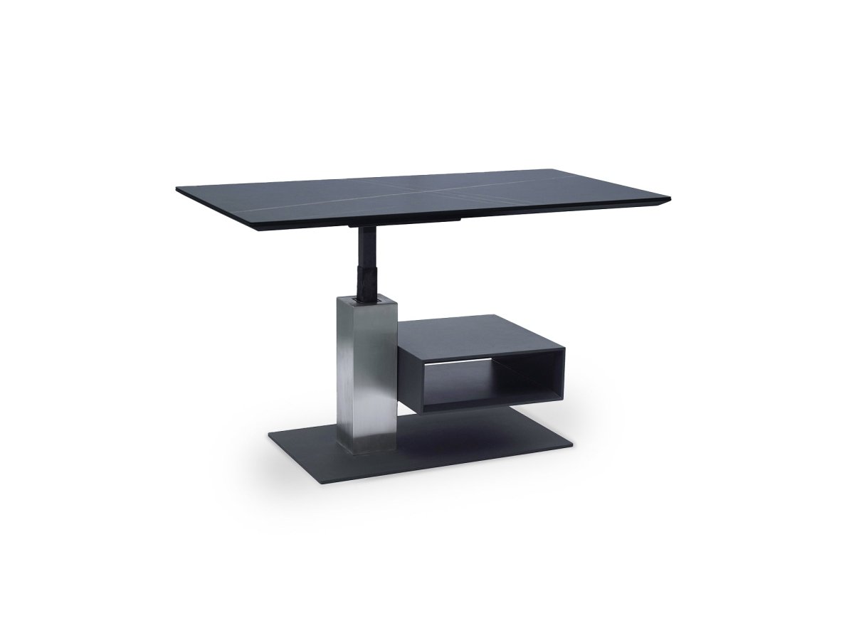 Table basse relevable avec rangement en céramique noir ADELIE - DécoInParis