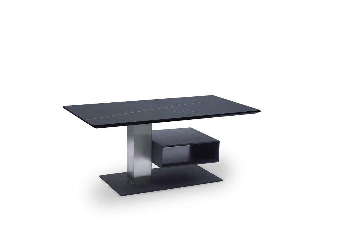 Table basse relevable avec rangement en céramique noir ADELIE - DécoInParis