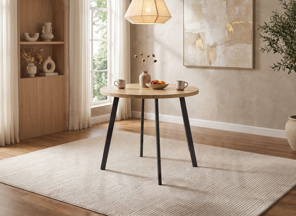 Conjunto de mesa de comedor IRINA de madera color beige con 4 taburetes