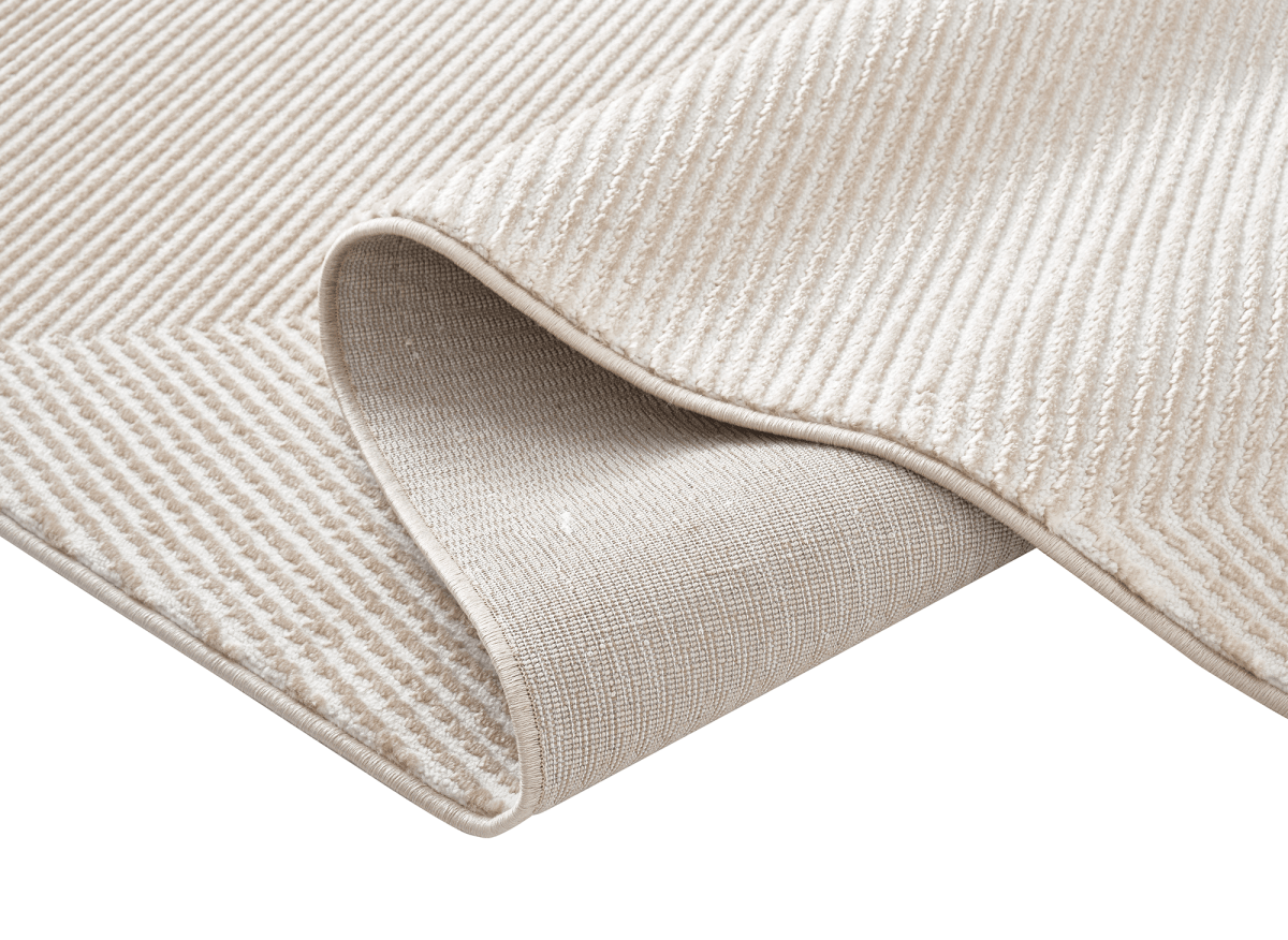 Tapis beige et blanc motif chevron 160 x 230 cm HERRING - DécoInParis