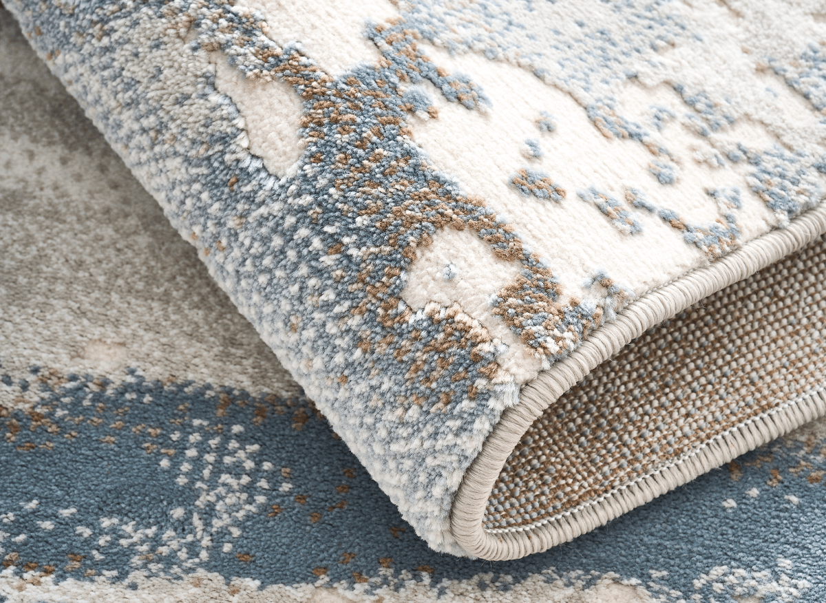 Tapis beige et bleu à motifs graphiques 160 x 230 cm MOSCOU - DécoInParis