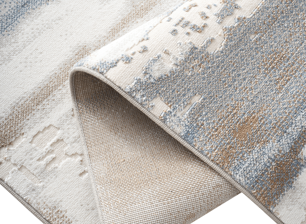 Tapis beige et bleu à motifs graphiques 160 x 230 cm MOSCOU - DécoInParis