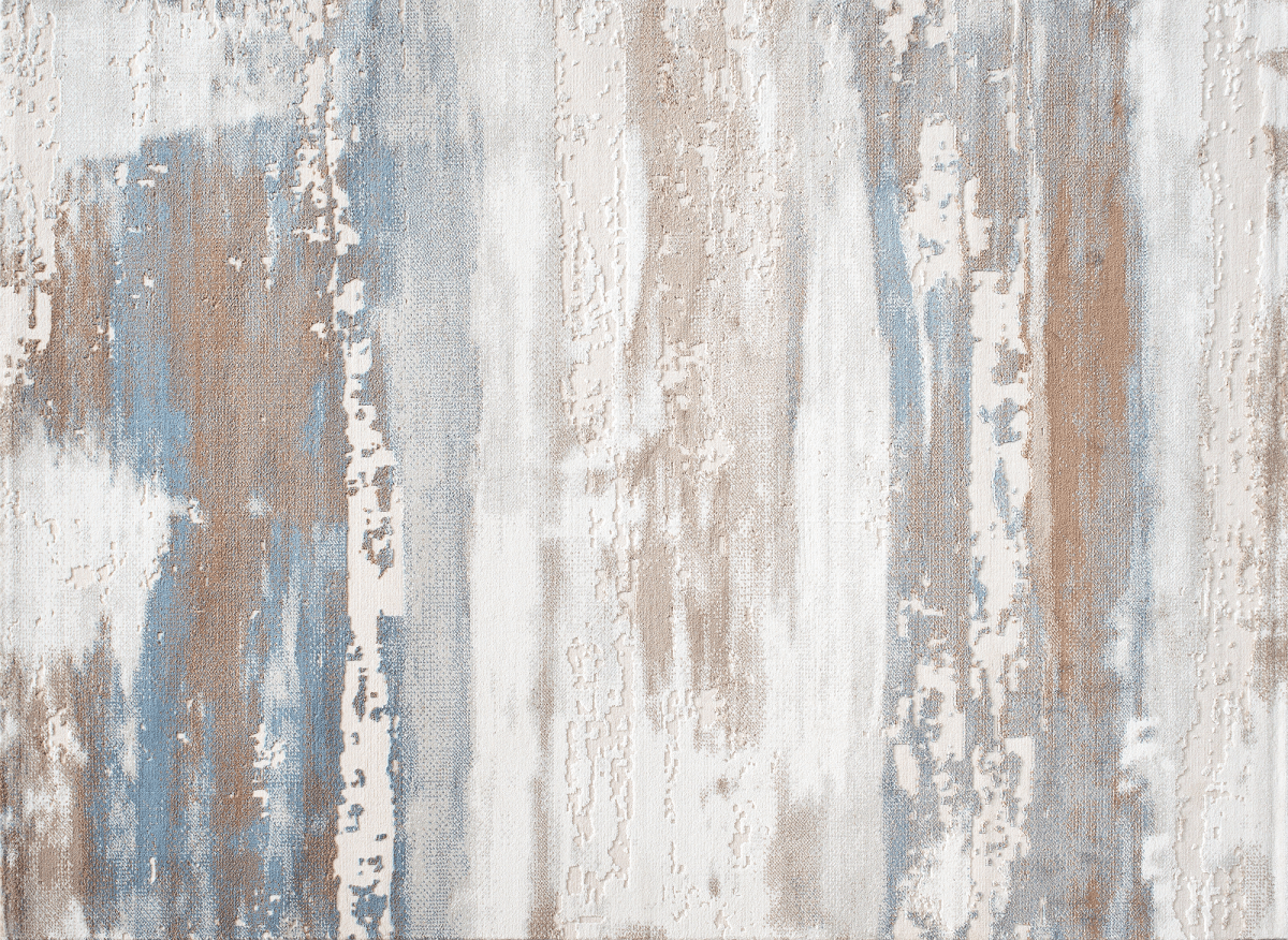 Tapis beige et bleu à motifs graphiques 200 x 290 cm MOSCOU - DécoInParis