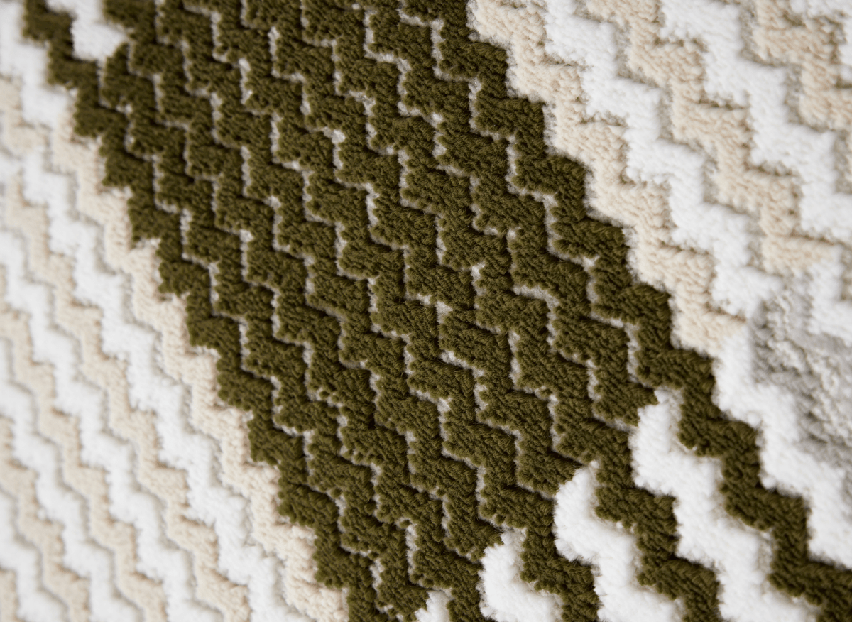 Tapis blanc à motifs carrés verts 200 x 290 cm THEOA - DécoInParis