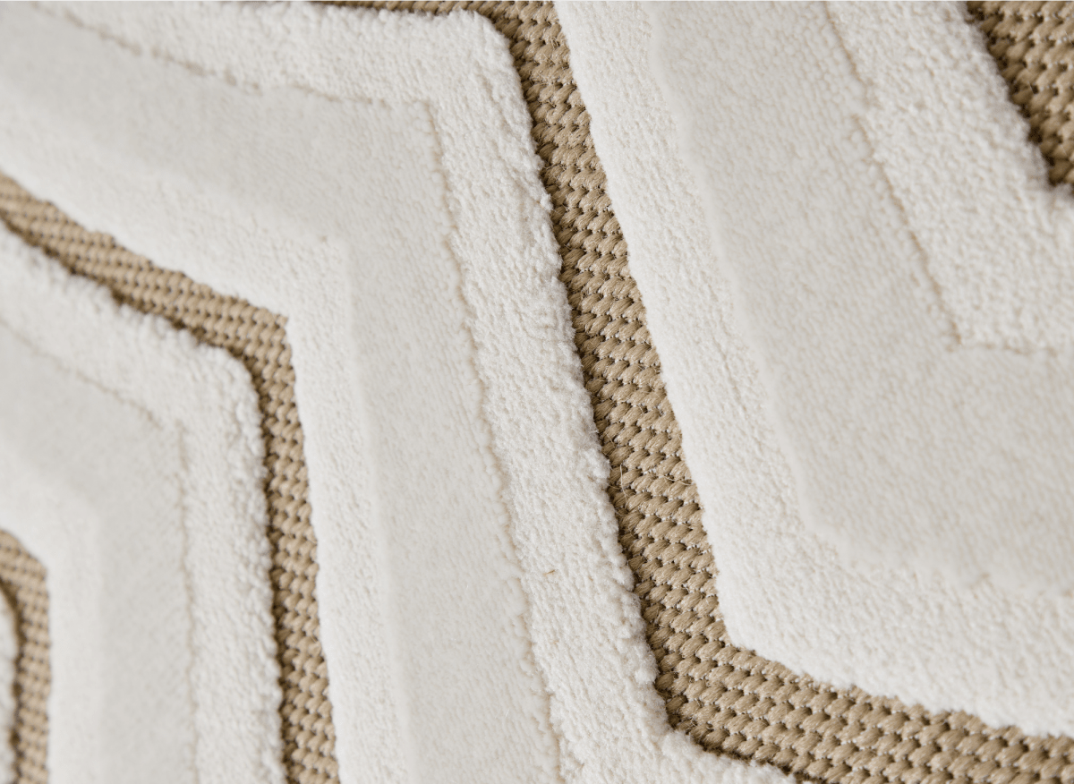 Tapis blanc écru à motifs circulaires beiges 200 x 290 cm ALEO - DécoInParis