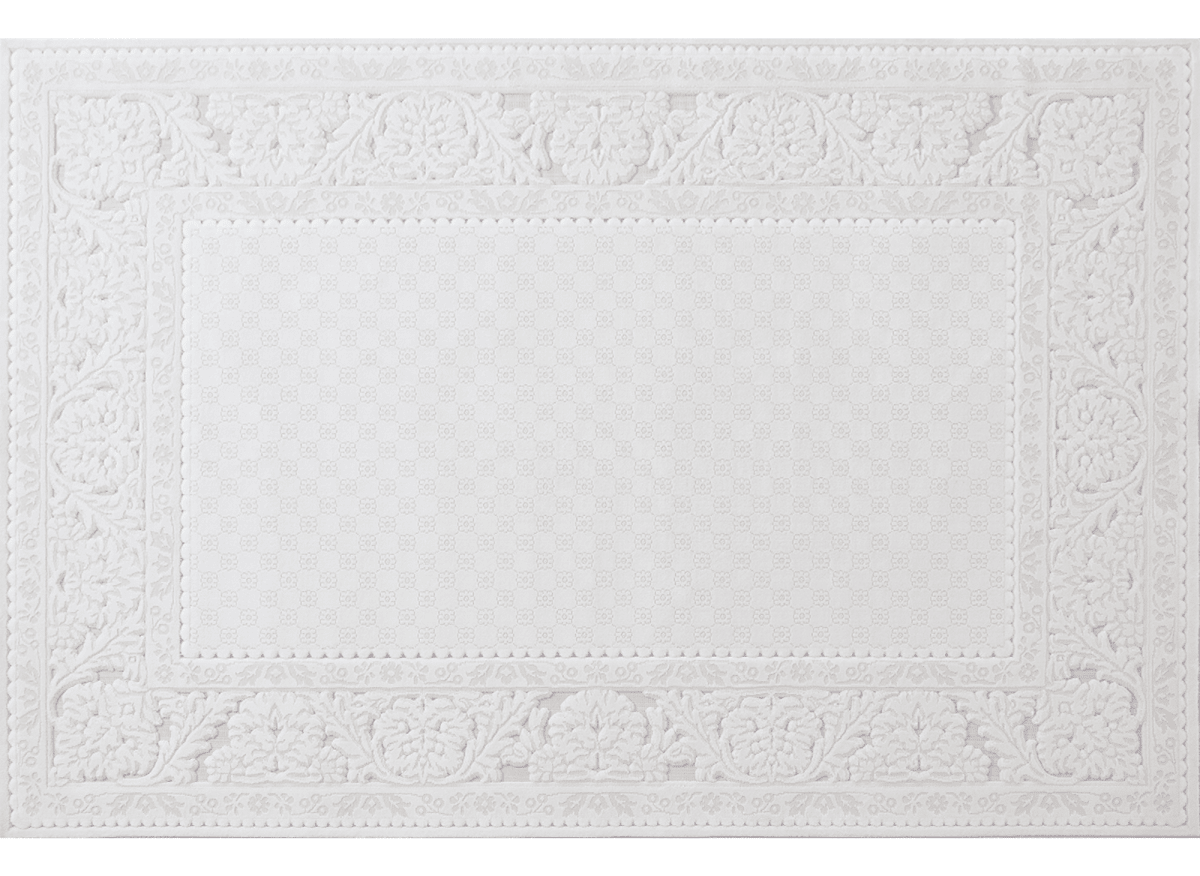 Tapis blanc écru effet moulure parisienne 154 x 230 cm CESAR - DécoInParis