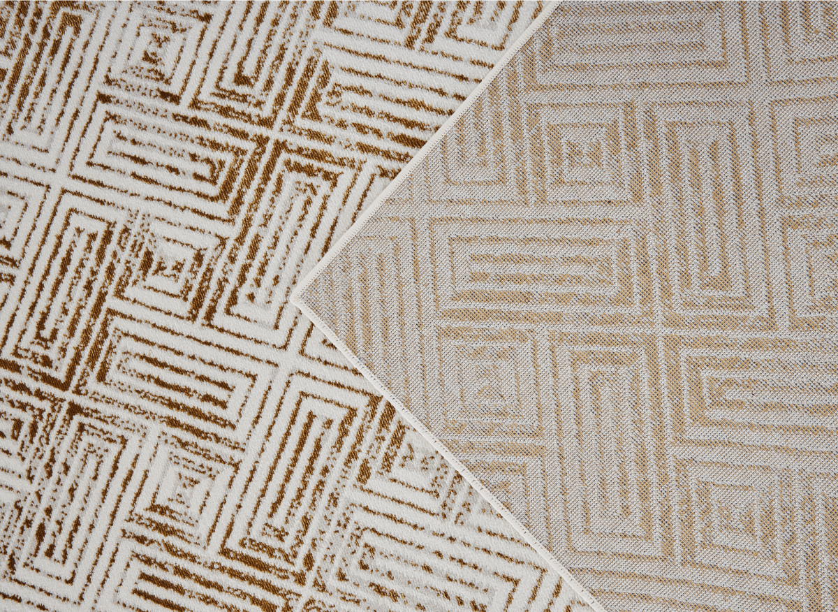 Tapis géométrique beige et marron 160 x 230 cm CARAMEL - DécoInParis