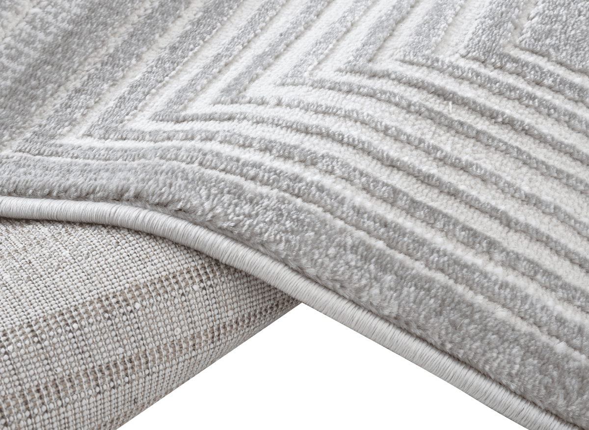 Tapis graphique art déco gris et blanc 200 x 290 cm HALL - DécoInParis