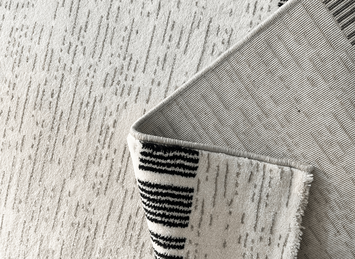 Tapis gris à motifs de bandes 160 x 230 cm TILLEUL - DécoInParis