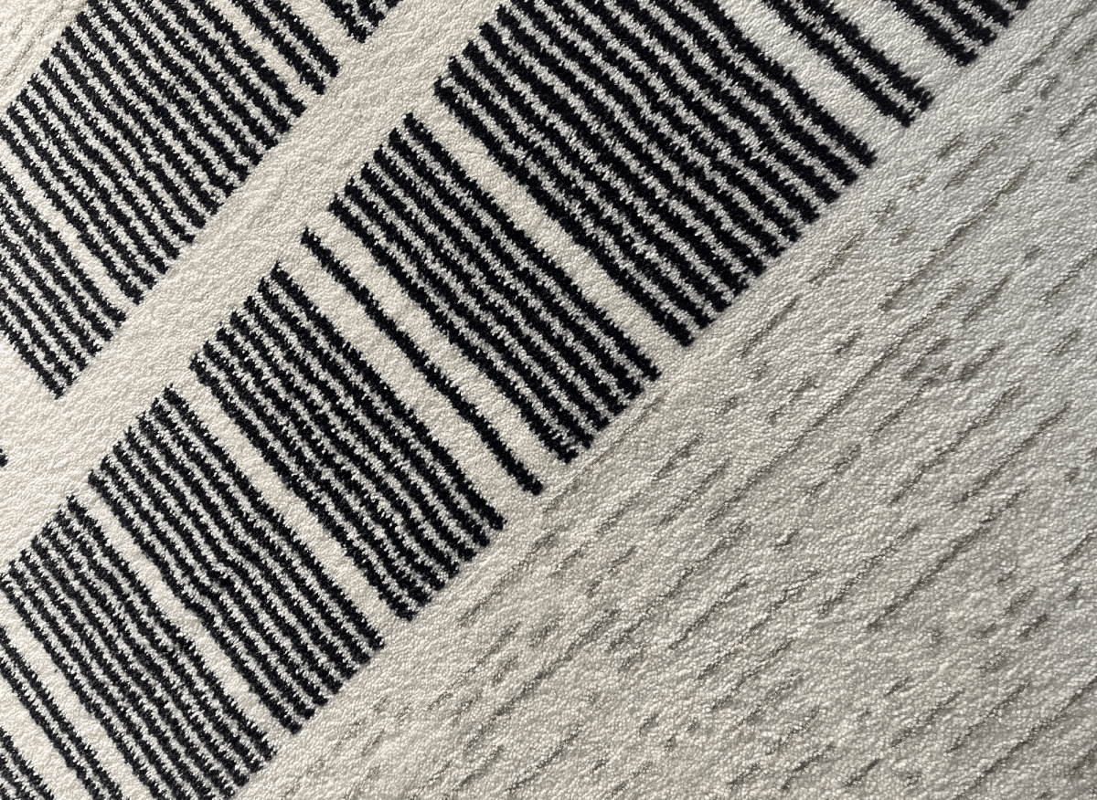 Tapis gris à motifs de bandes 200 x 290 cm TILLEUL - DécoInParis