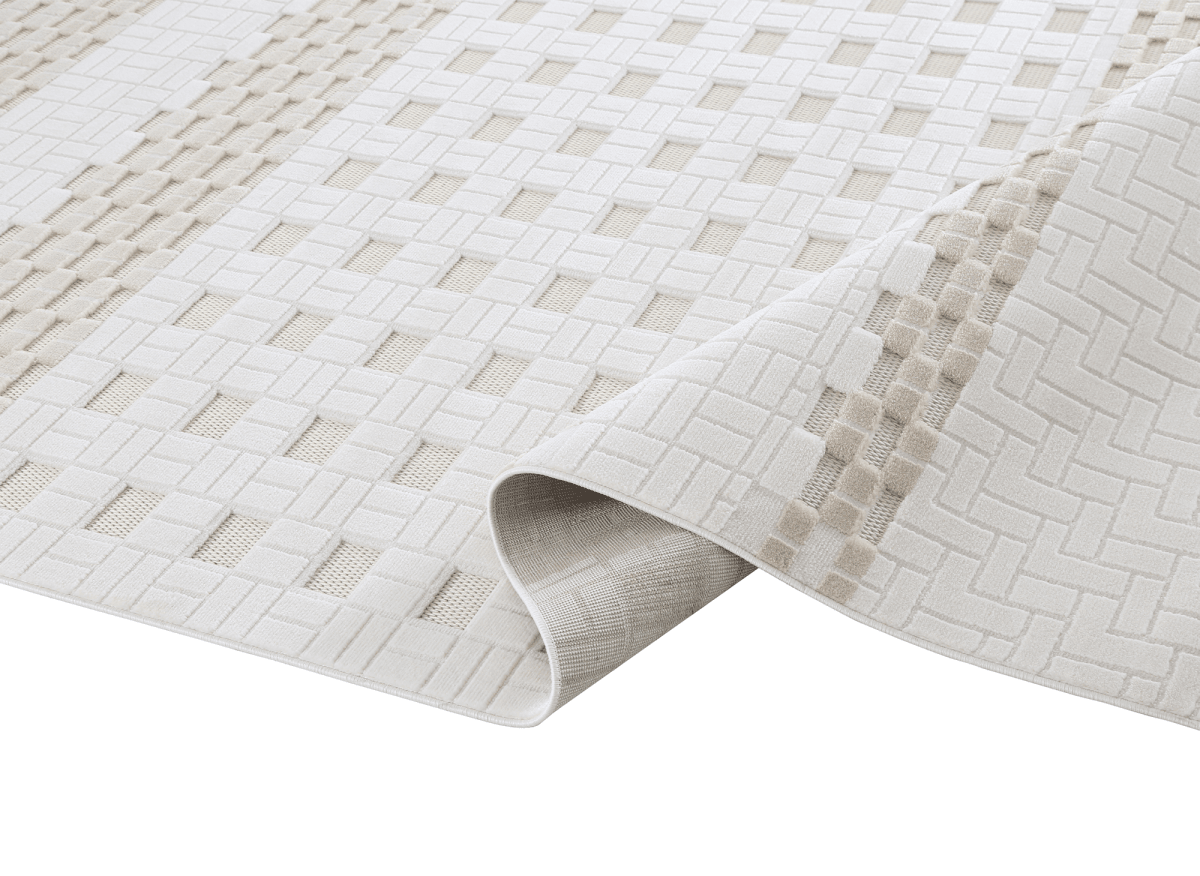 Tapis gris à motifs graphiques 200 x 290 cm ORCHIDÉE - DécoInParis