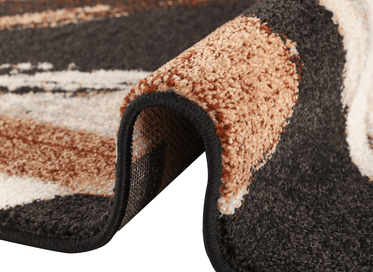 Tapis marron avec motifs géométriques beige et cuivre 160 x 230 cm ILYA - DécoInParis