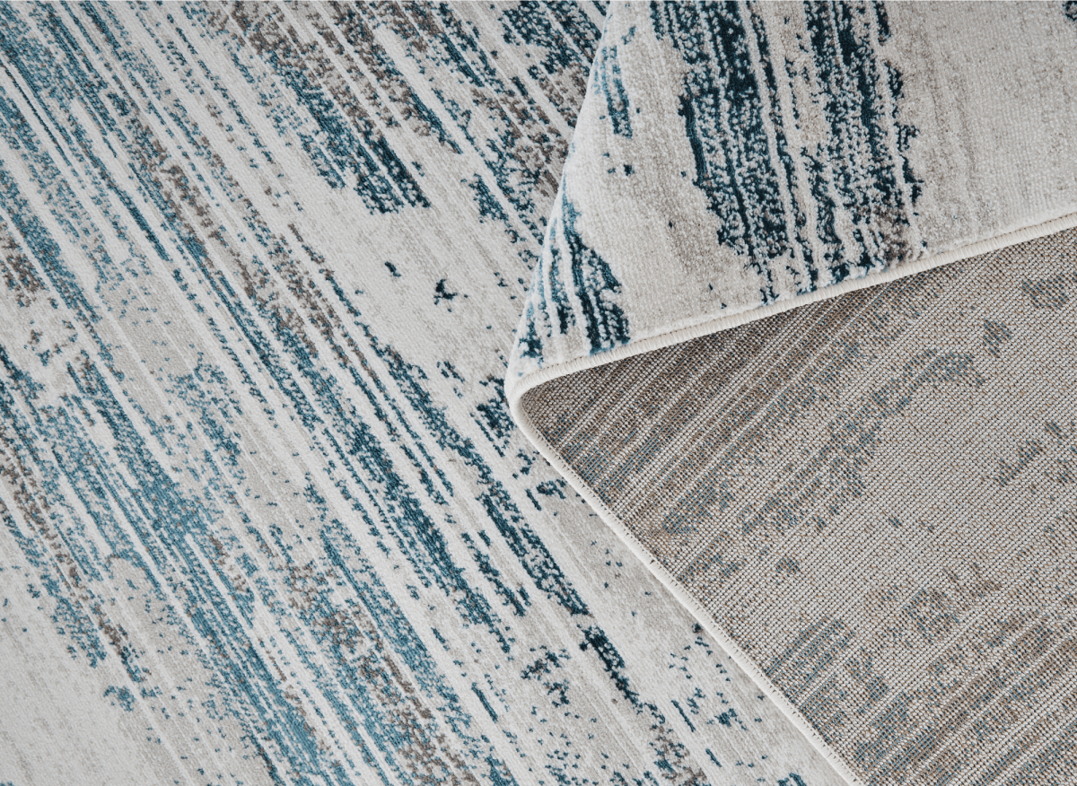 Tapis motif abstrait beige et bleu 160 x 230 cm AURORA - DécoInParis