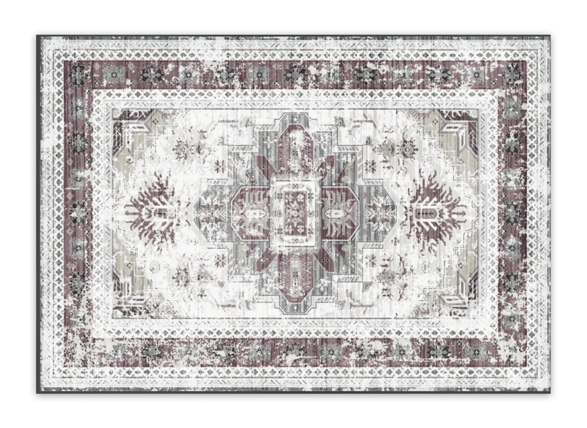 Tapis rectangulaire style oriental gris et blanc 160x230 cm RAJAH - DécoInParis
