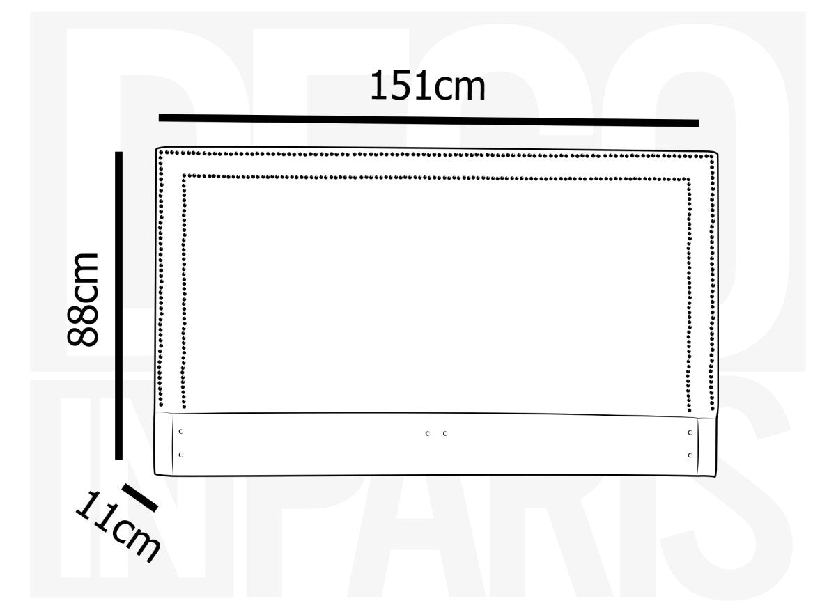 Tête de lit cloutée en tissu lin gris 140 cm LYVE - DécoInParis