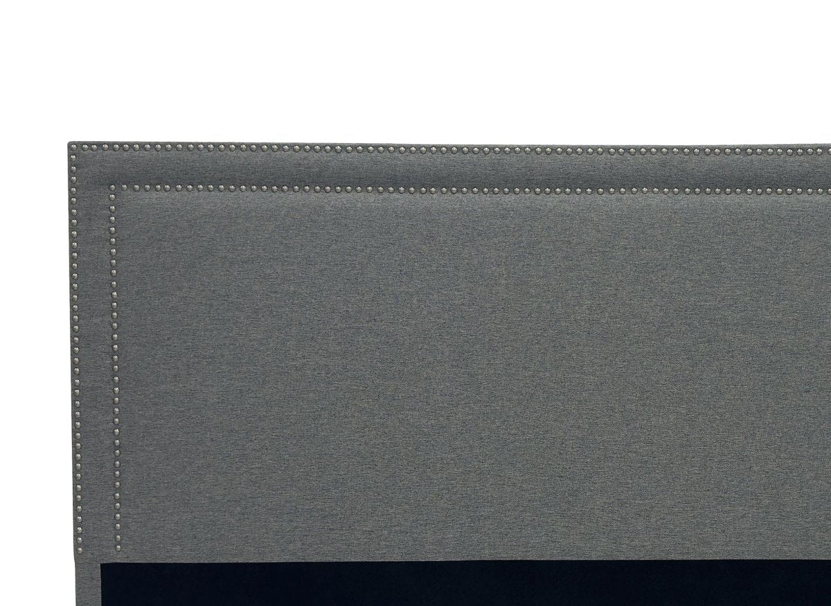 Tête de lit cloutée en tissu lin gris 180 cm LYVE - DécoInParis