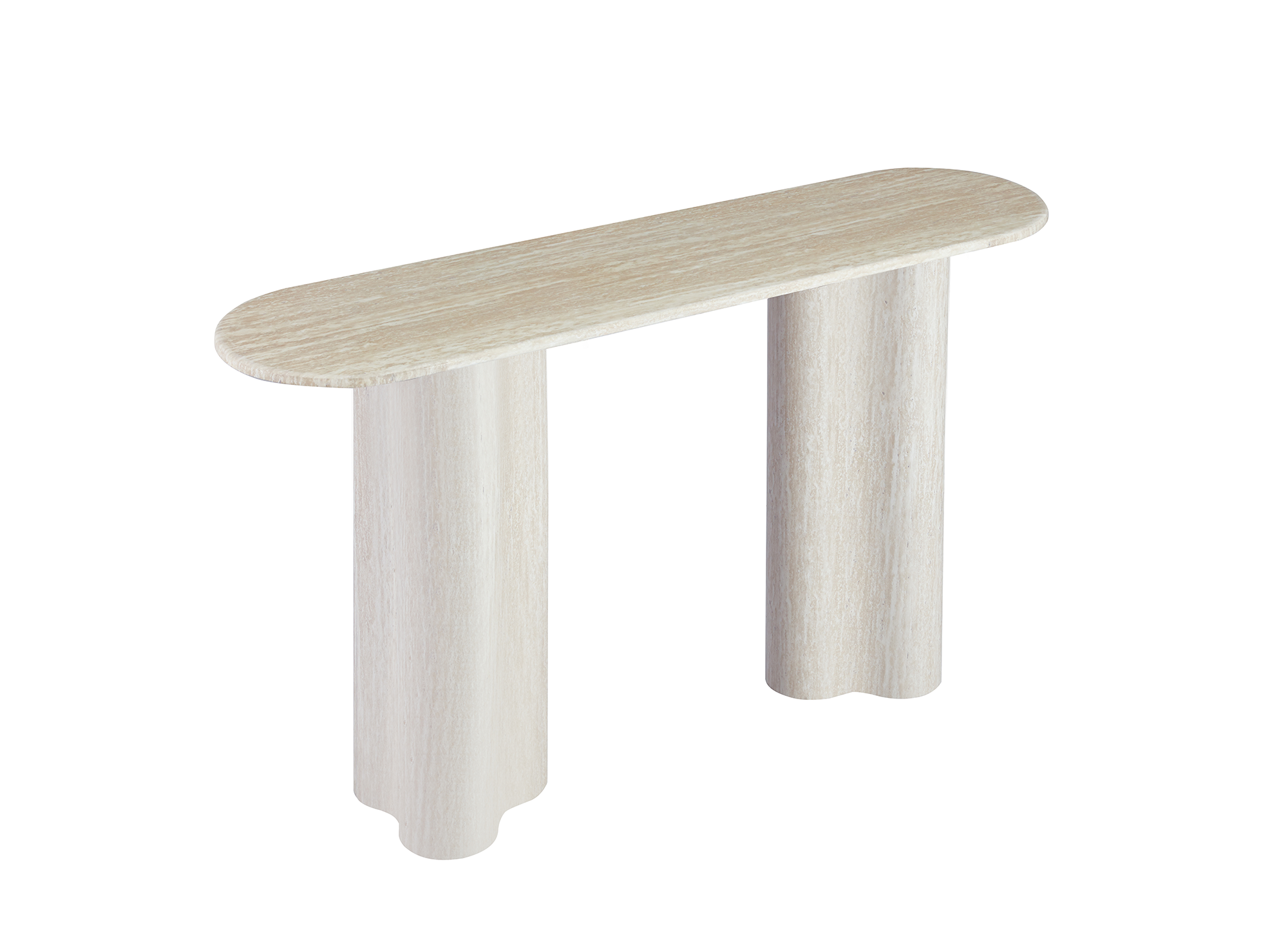 Mesa consola VANINA en mármol compuesto beige con patas de forma orgánica