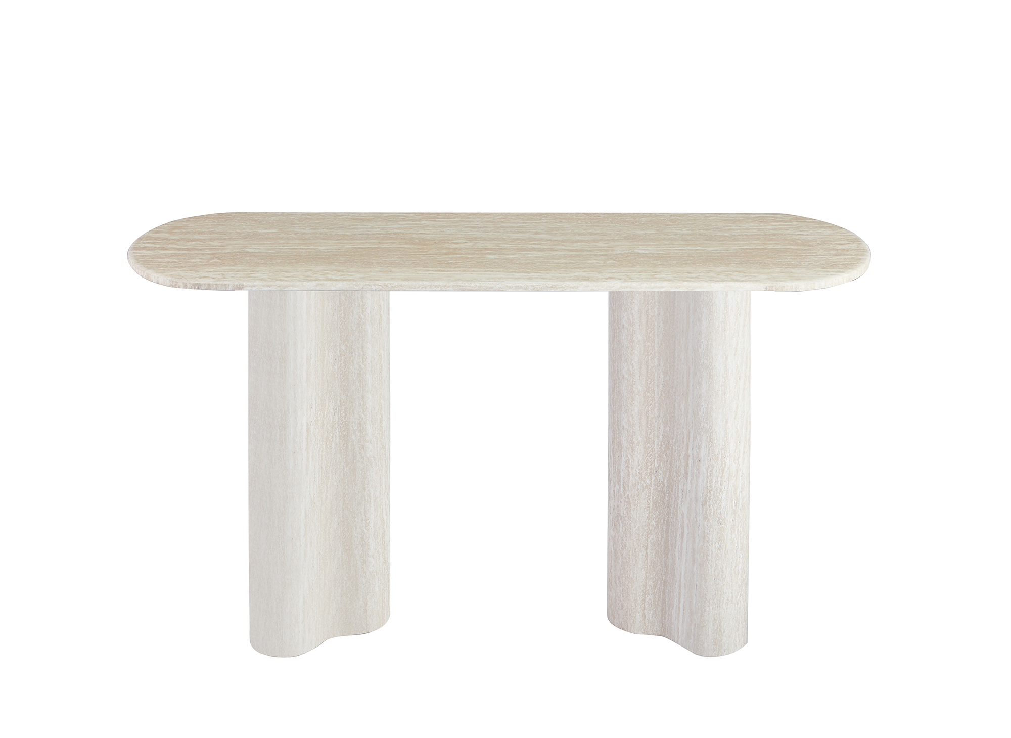 Mesa consola VANINA en mármol compuesto beige con patas de forma orgánica